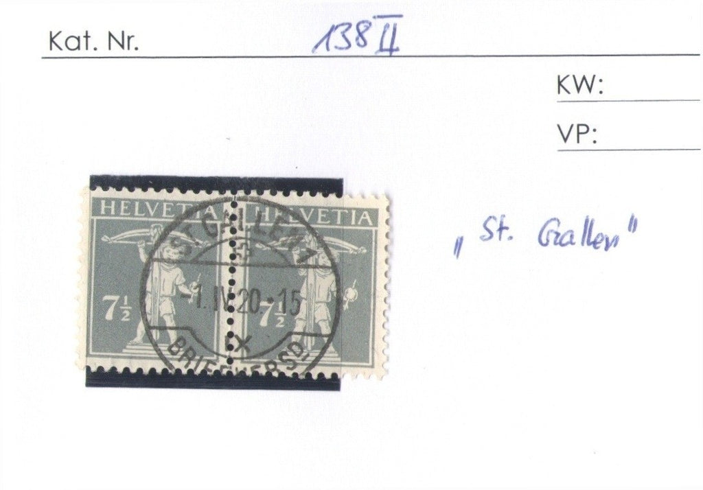 CH - Vollstempel - SBK Nr. 138II im Paar - St. Gallen