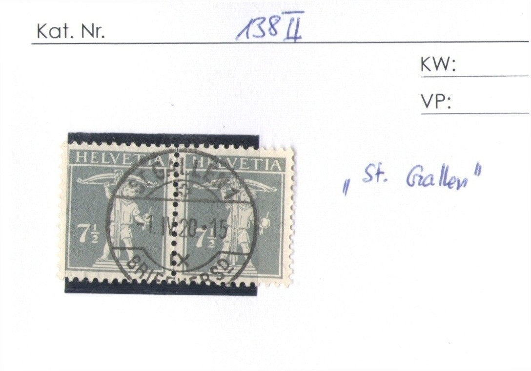 CH - Vollstempel - SBK Nr. 138II im Paar - St. Gallen