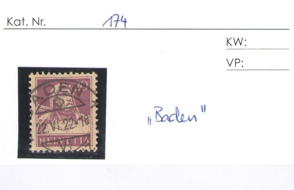 CH - Vollstempel - SBK Nr. 174 -  Baden