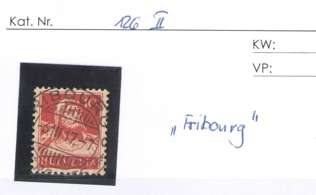 CH - Vollstempel - SBK Nr. 126II -  Fribourg