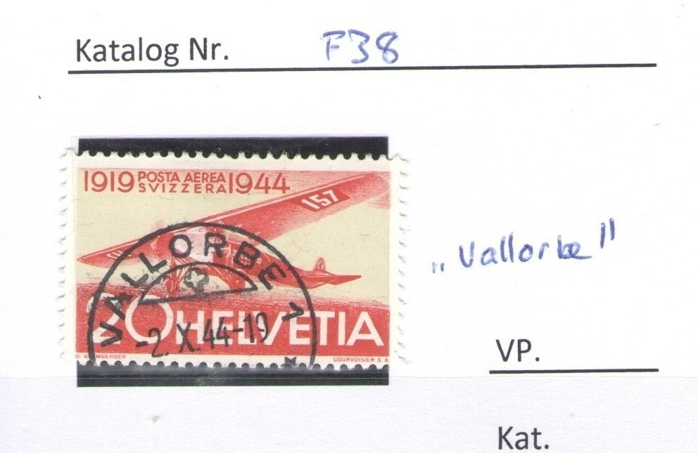 CH - Flugpost - SBK Nr. F38 - Stempel Vallorbe