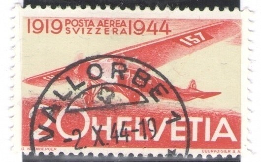 CH - Flugpost - SBK Nr. F38 - Stempel Vallorbe