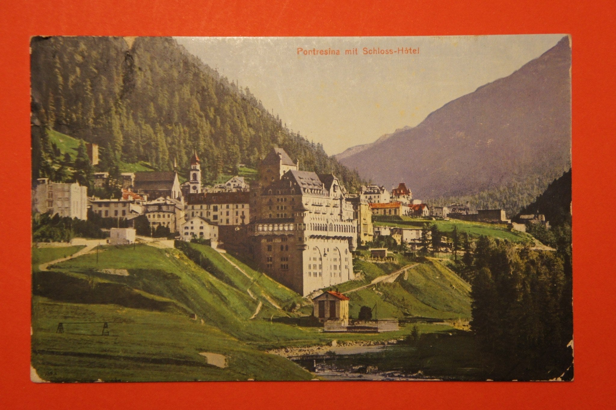 CH - Postkarte - Pontresina mit Schloss-Hôtel