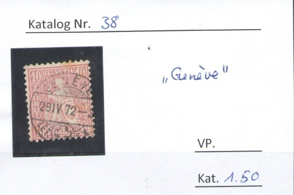 CH - Sitz. Helvetia - SBK Nr. 38 - Stempel "Genève"