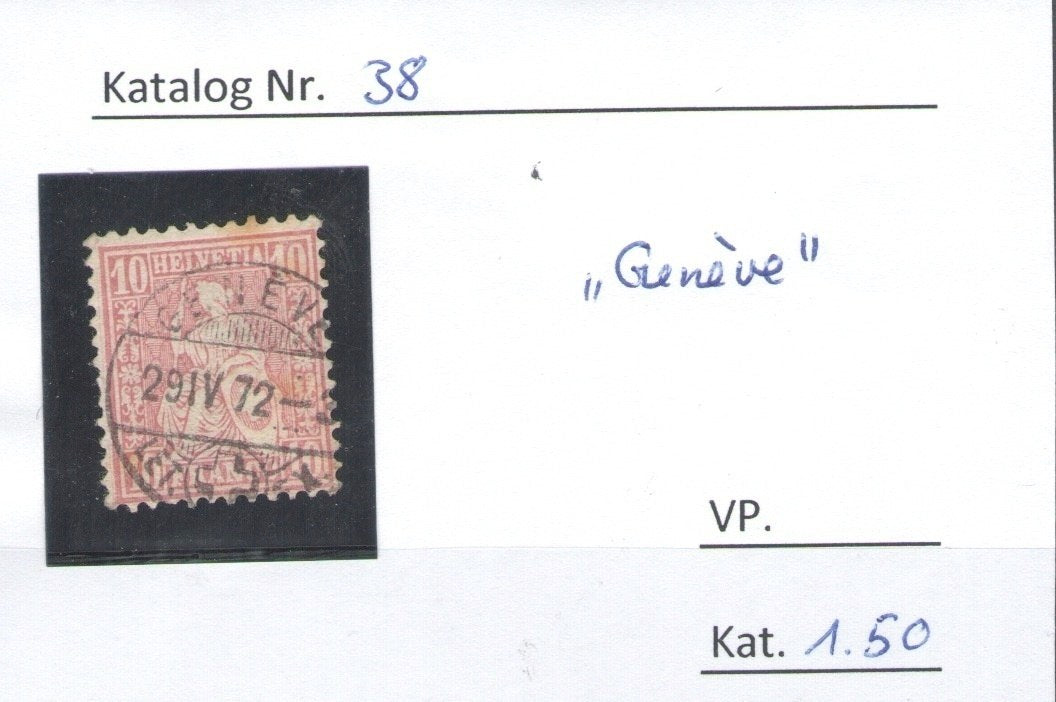 CH - Sitz. Helvetia - SBK Nr. 38 - Stempel "Genève"