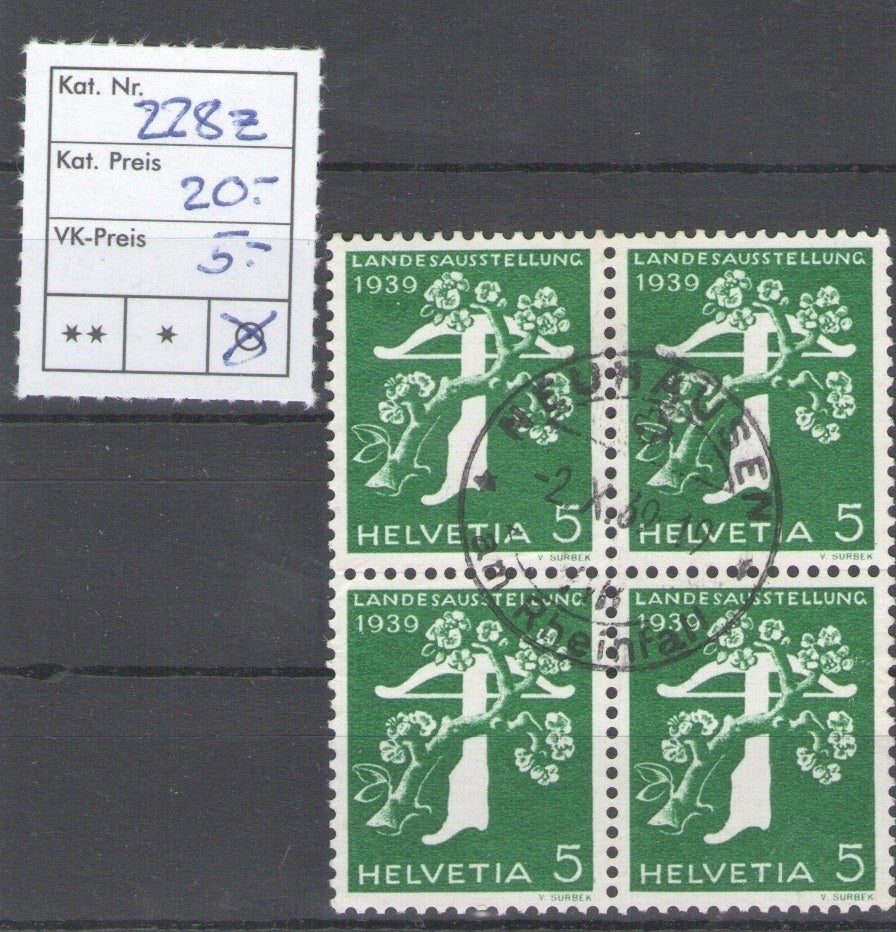 CH - Werbemarken - SBK Nr. 228z 4er Bock Stempel Neuhausen