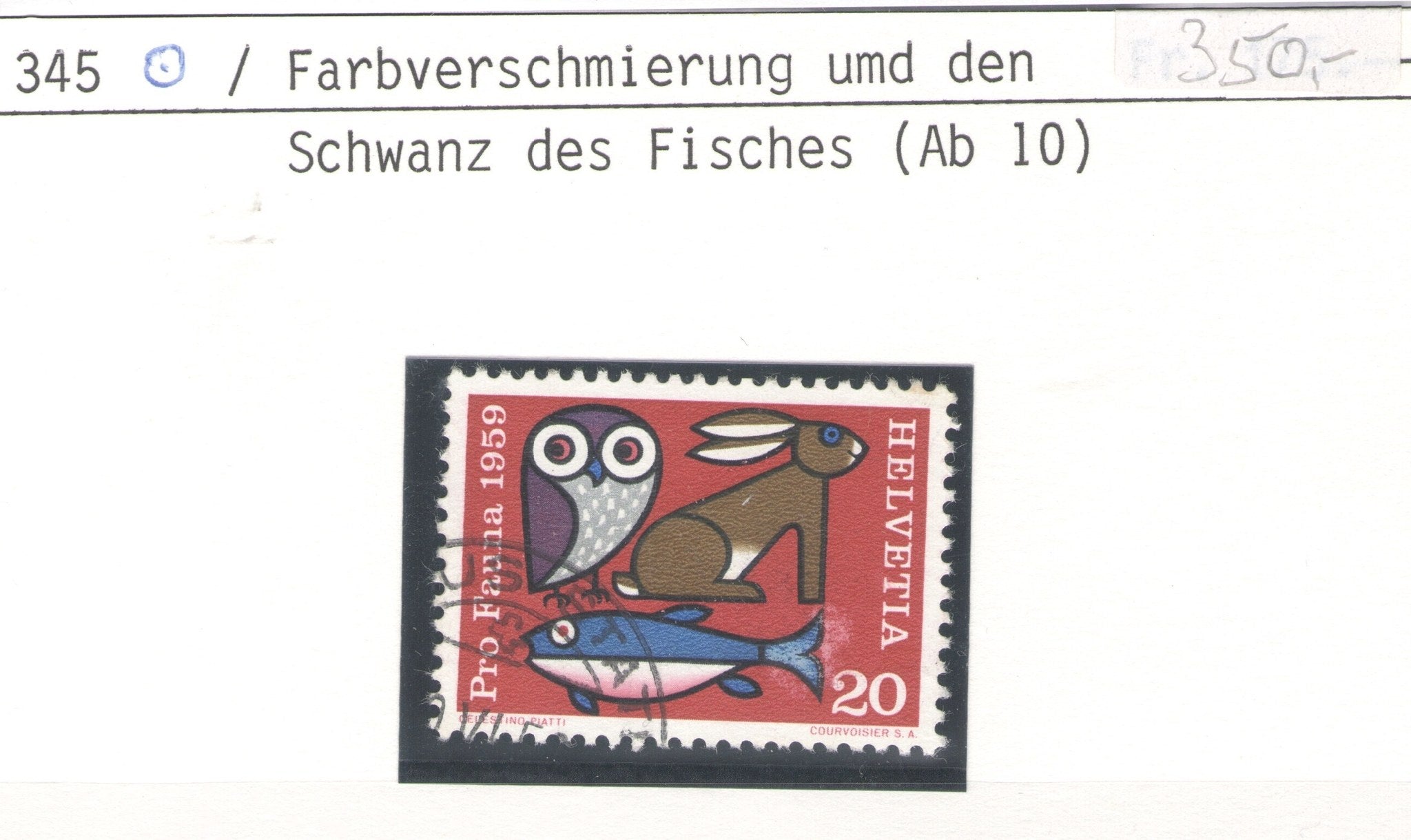 CH - Abarten - SBK Nr. 345 - Farbverschm. Fisch