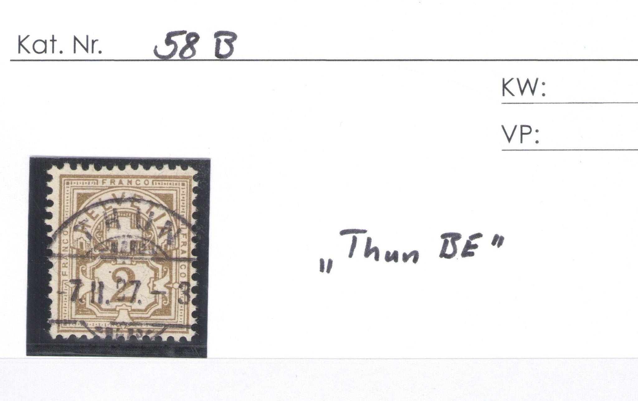CH - Ziffermuster - SBK Nr. 58B - Thun BE