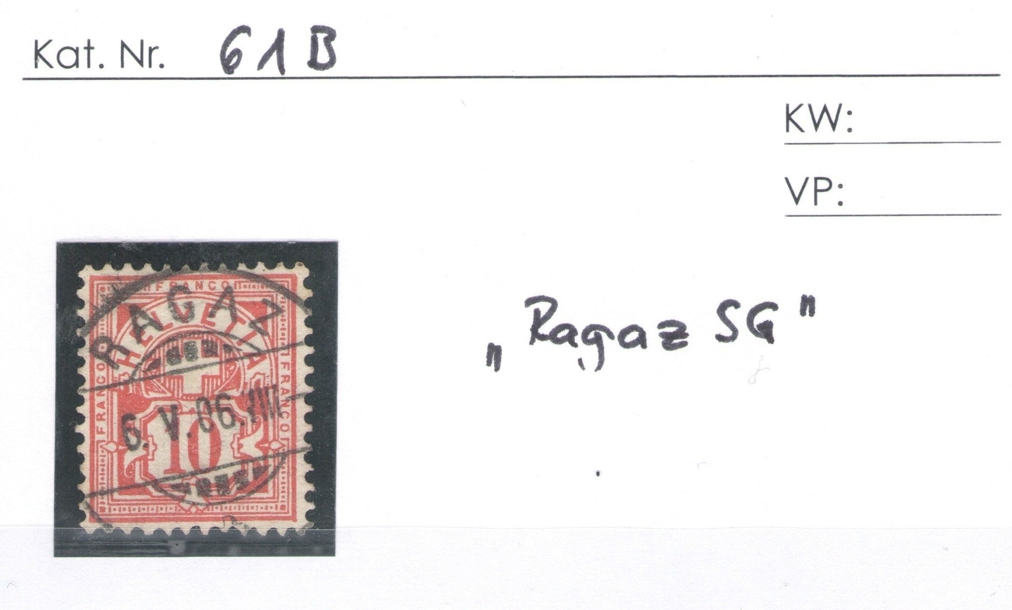 CH - Ziffermuster - SBK Nr. 61B - Ragaz SG