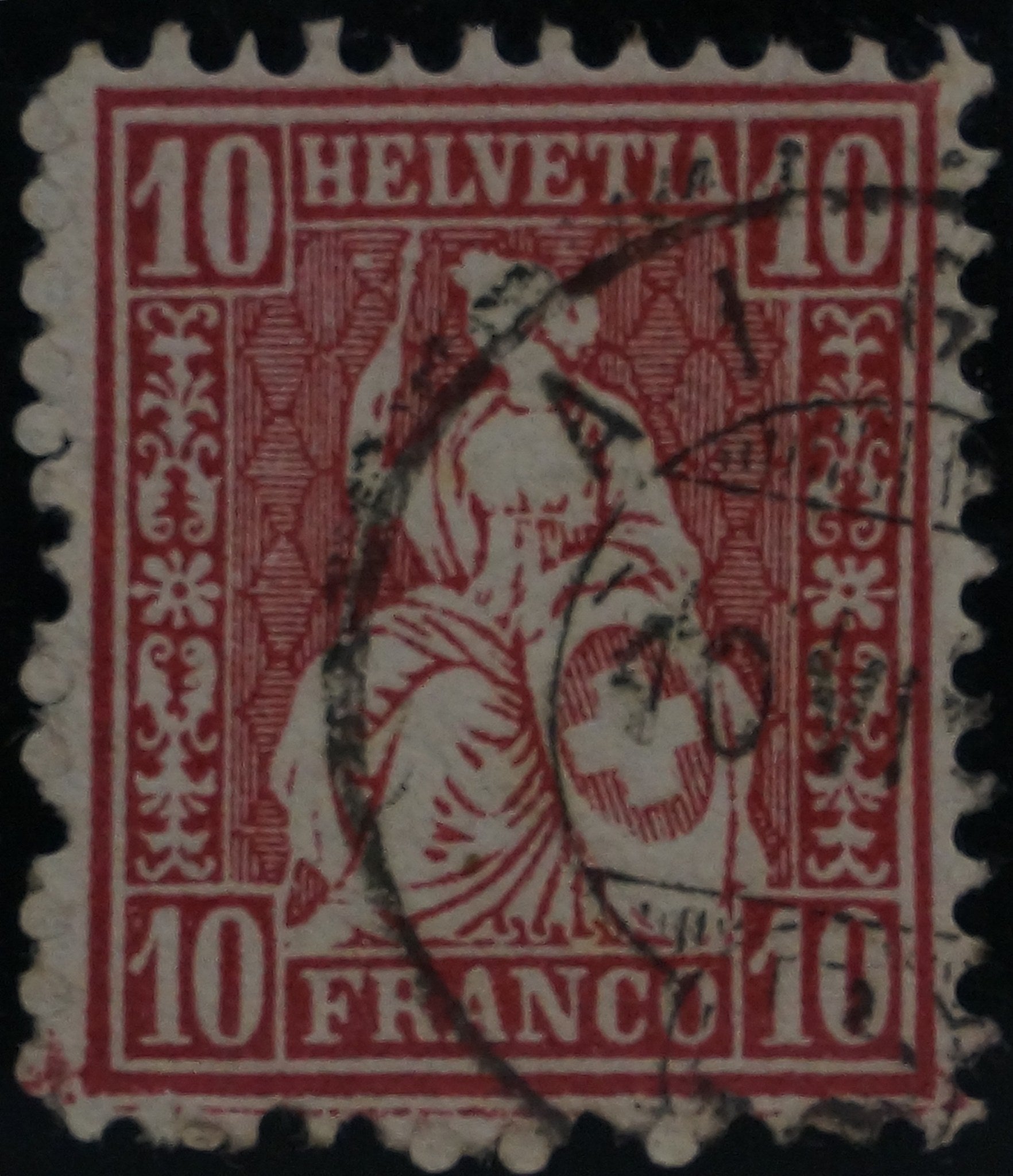 CH - Sitz. Helvetia - SBK Nr. 38 - Aigle unt. RL doppelt