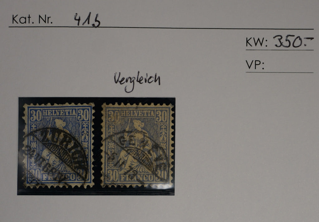 CH - Sitz. Helvetia - SBK Nr. 41b mit Vergleichsstück