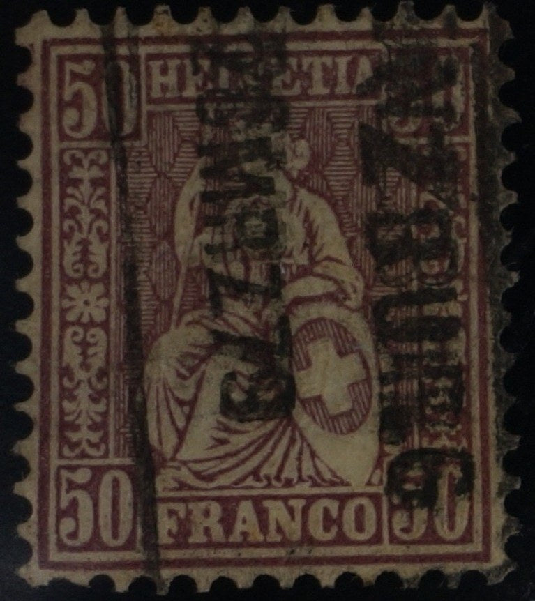 CH - Sitz. Helvetia - SBK Nr. 34 Stabstempel Lenzburg AG