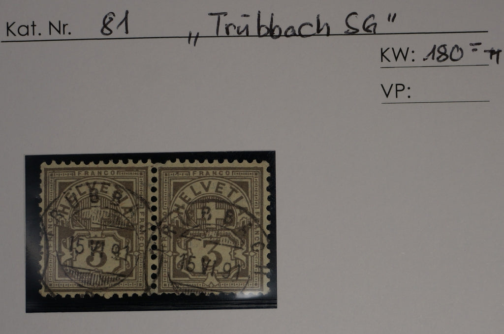 CH - Ziffermuster - SBK Nr. 81 Paar - Stempel Trübbach SG