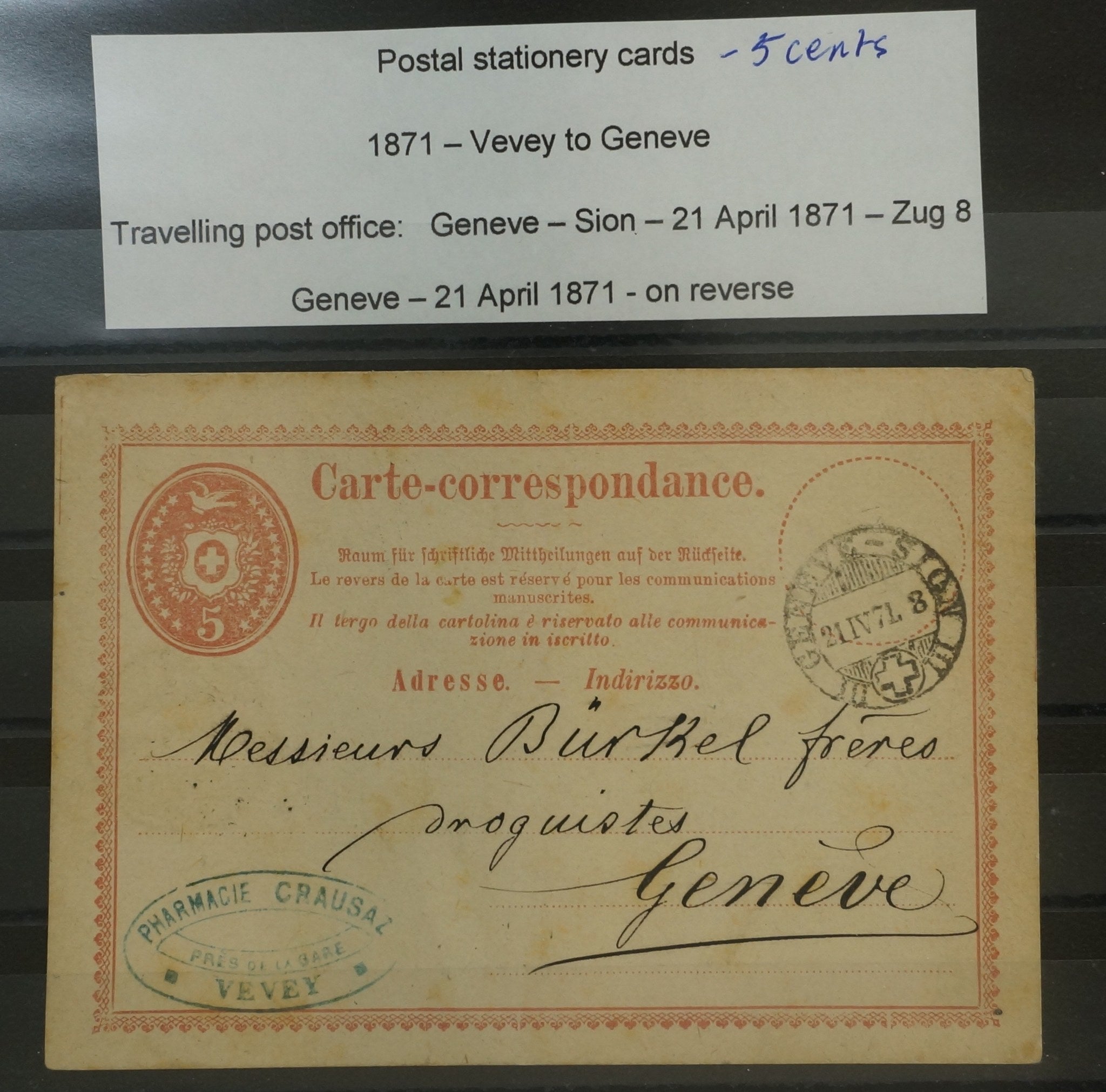 CH - Postkarte - Vevey nach Genf - Stempel!!