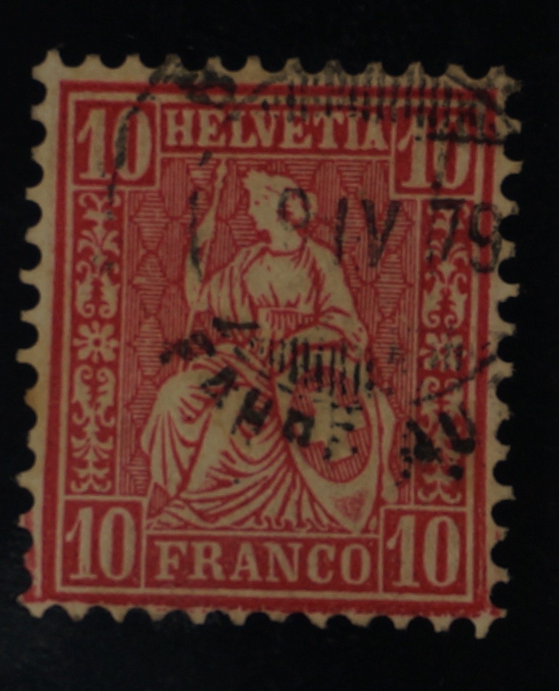 CH - Sitz. Helvetia - SBK Nr. 38 mit Stempel Frankreich