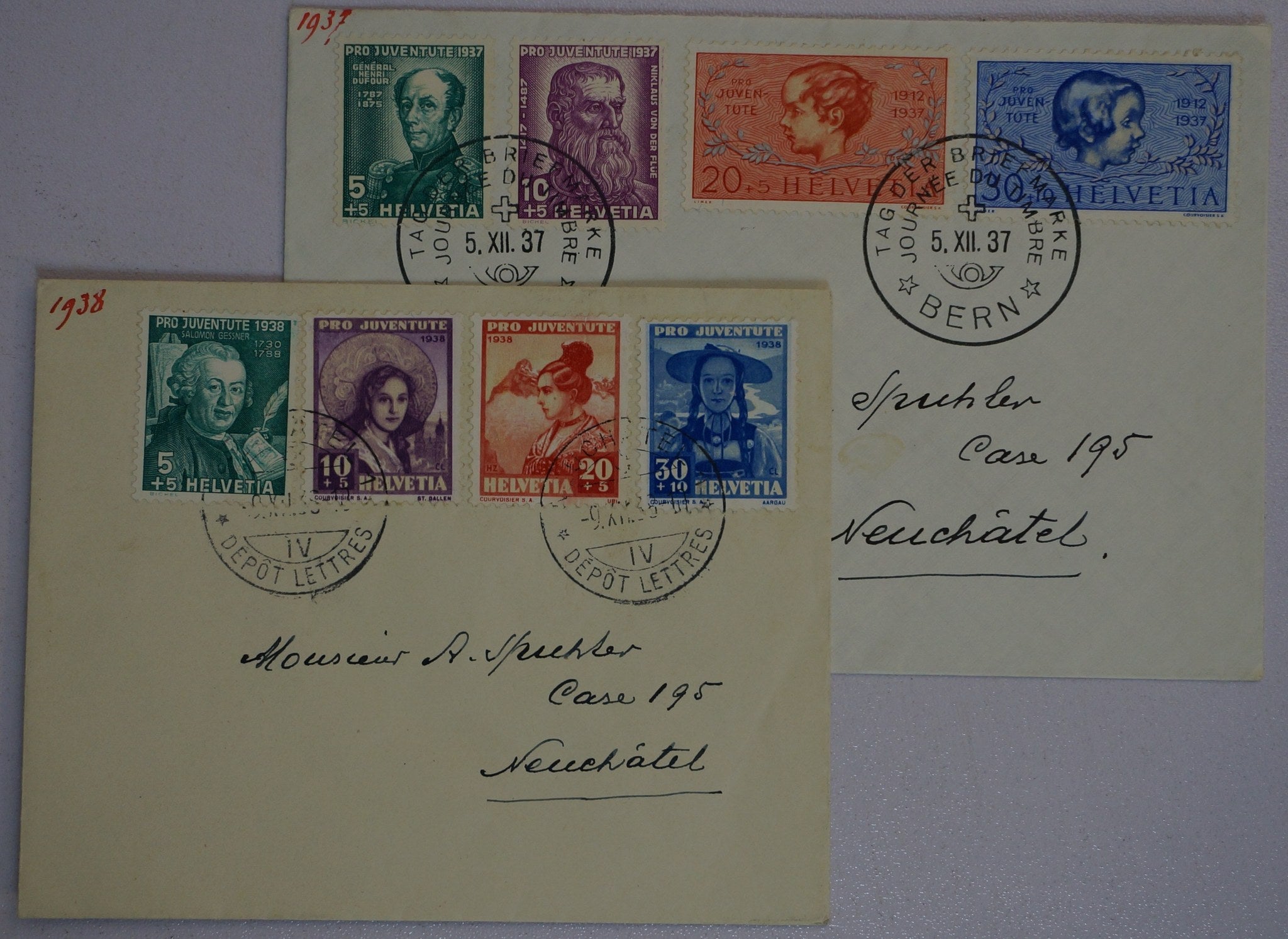CH - Pro Juventute - 1937+1938 Satzbriefe - Neuchatel - TOP