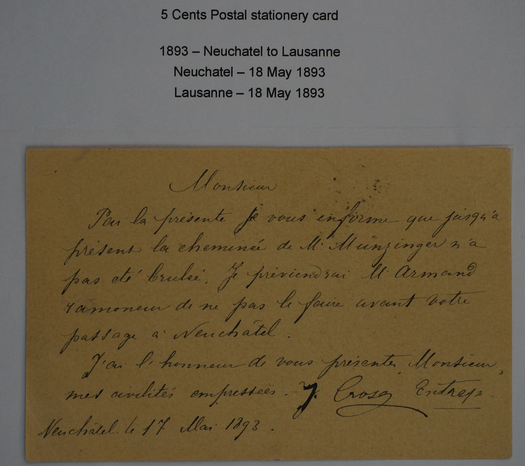 CH - Postkarte - Postkarte von Neuchatel nach Lausanne