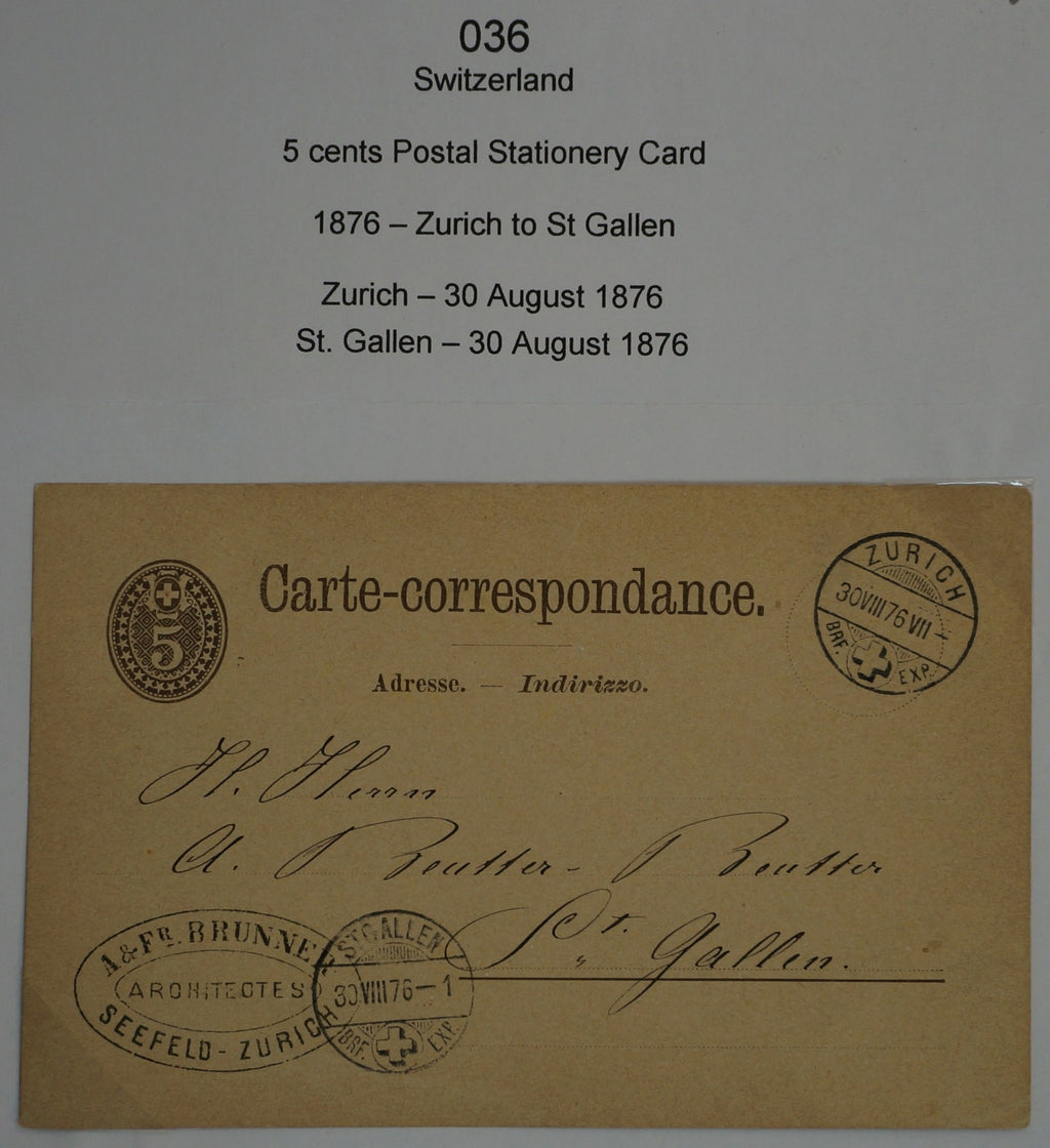 CH - Postkarte - Postkarte von Zürich nach St. Gallen