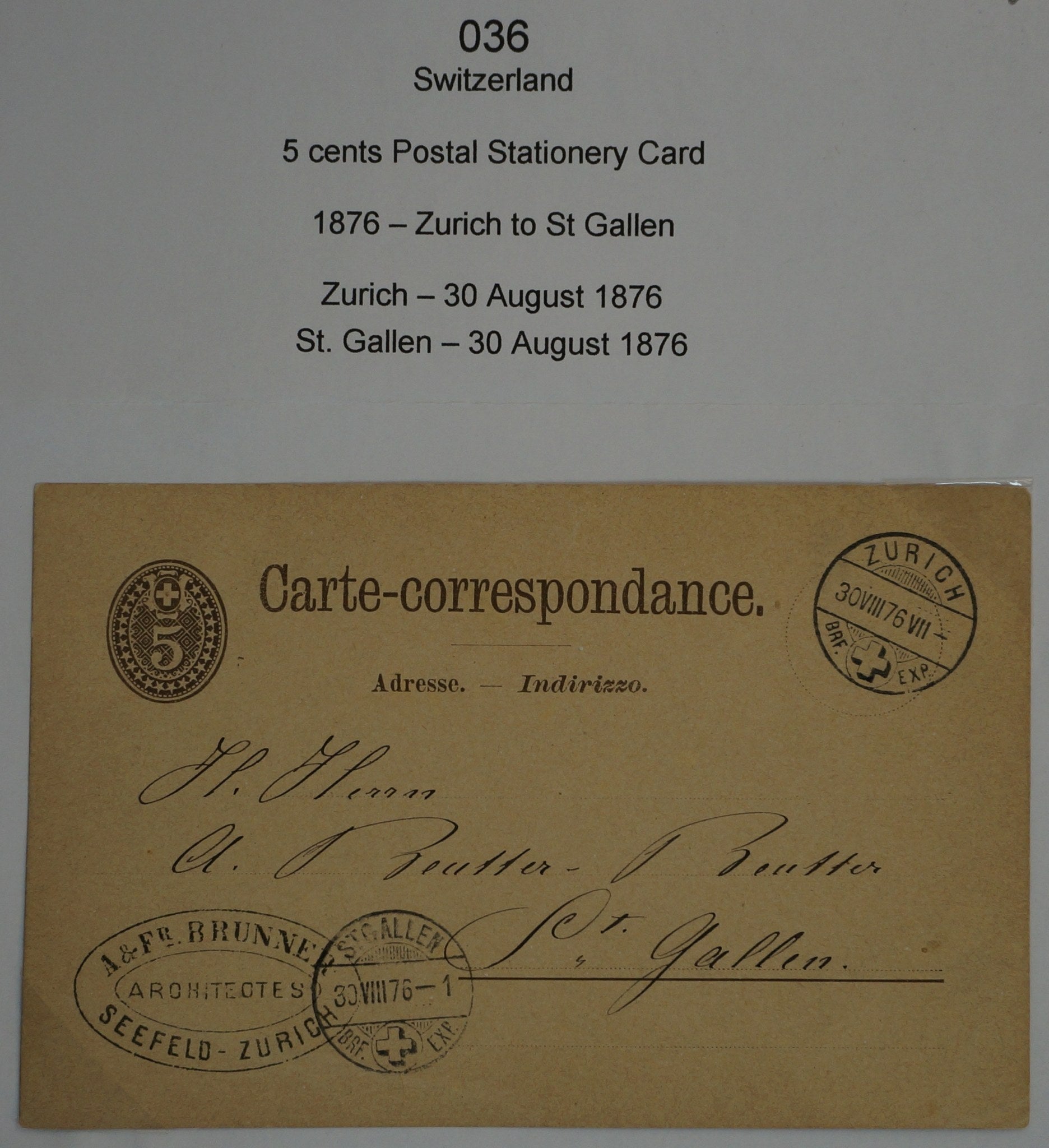 CH - Postkarte - Postkarte von Zürich nach St. Gallen