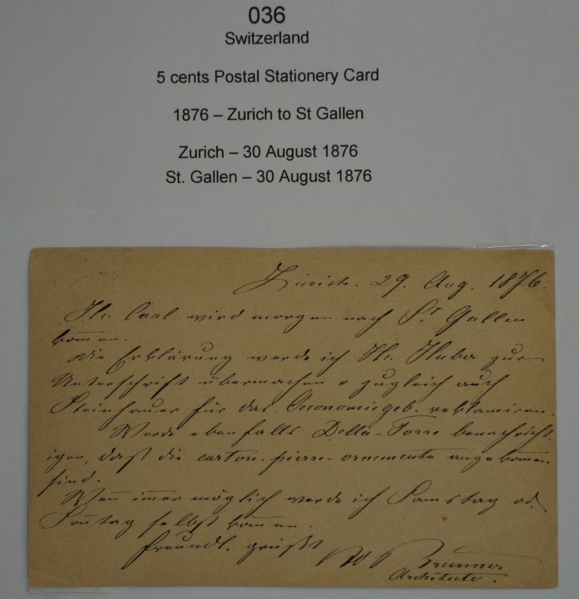 CH - Postkarte - Postkarte von Zürich nach St. Gallen