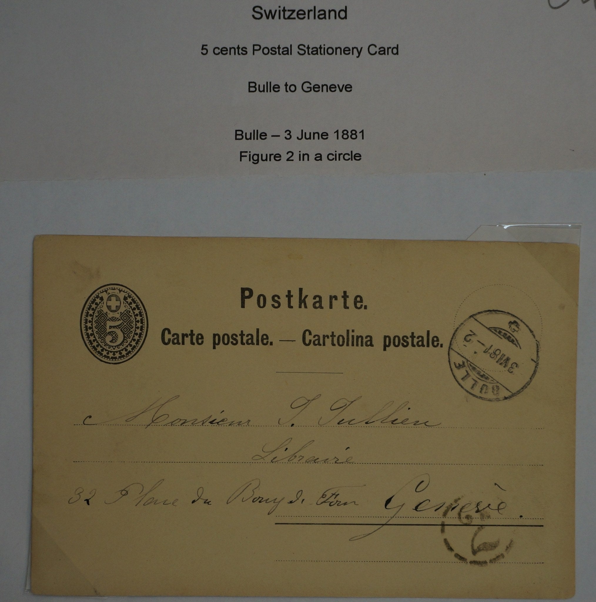 CH - Postkarte - Postkarte von Bulle nach Genf