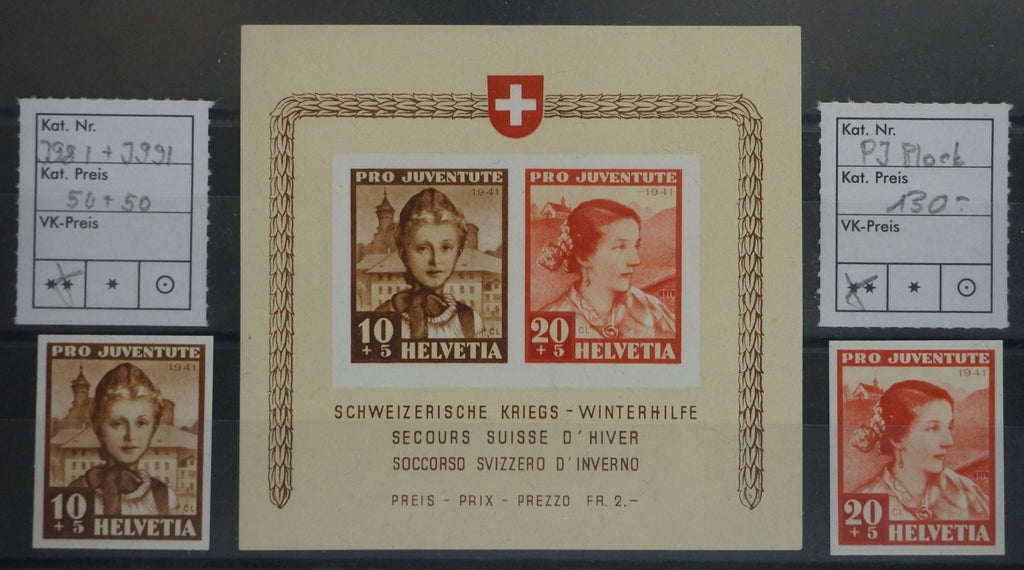CH - Pro Juventute - Kriegswinterhilfeblock + Auschnitte **