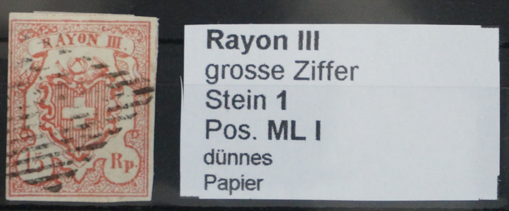 CH - Rayon III - SBK Nr. 20 - Stein 1 / MLI - dünnes Papier