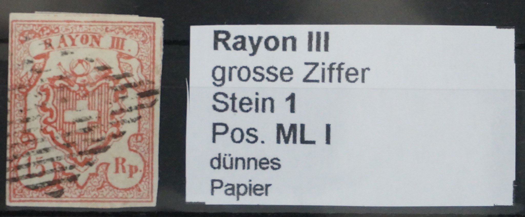 CH - Rayon III - SBK Nr. 20 - Stein 1 / MLI - dünnes Papier