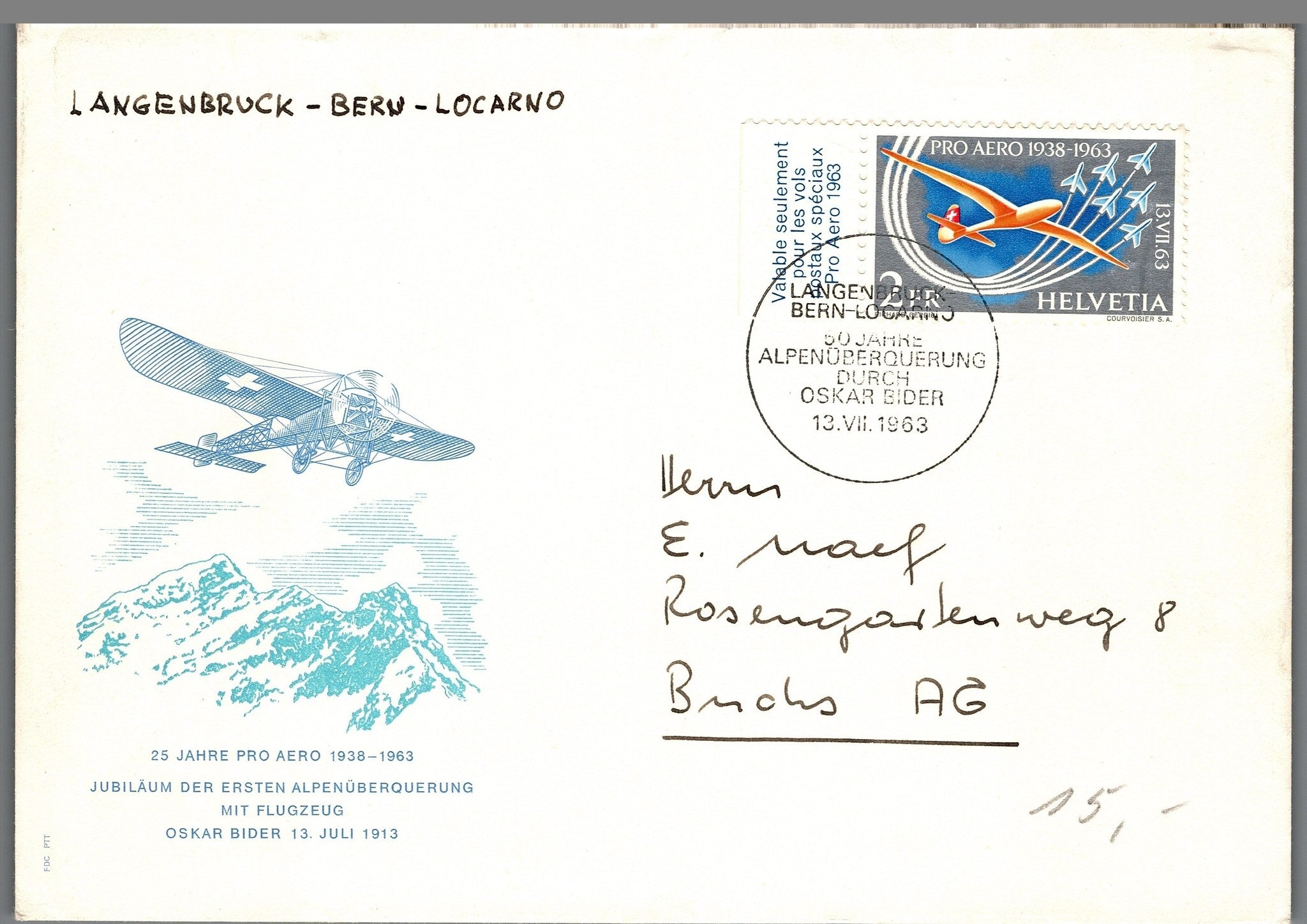 CH - Flugpost - Zst. Nr. F46 FDC Konvolut m.Rand + 4er Block