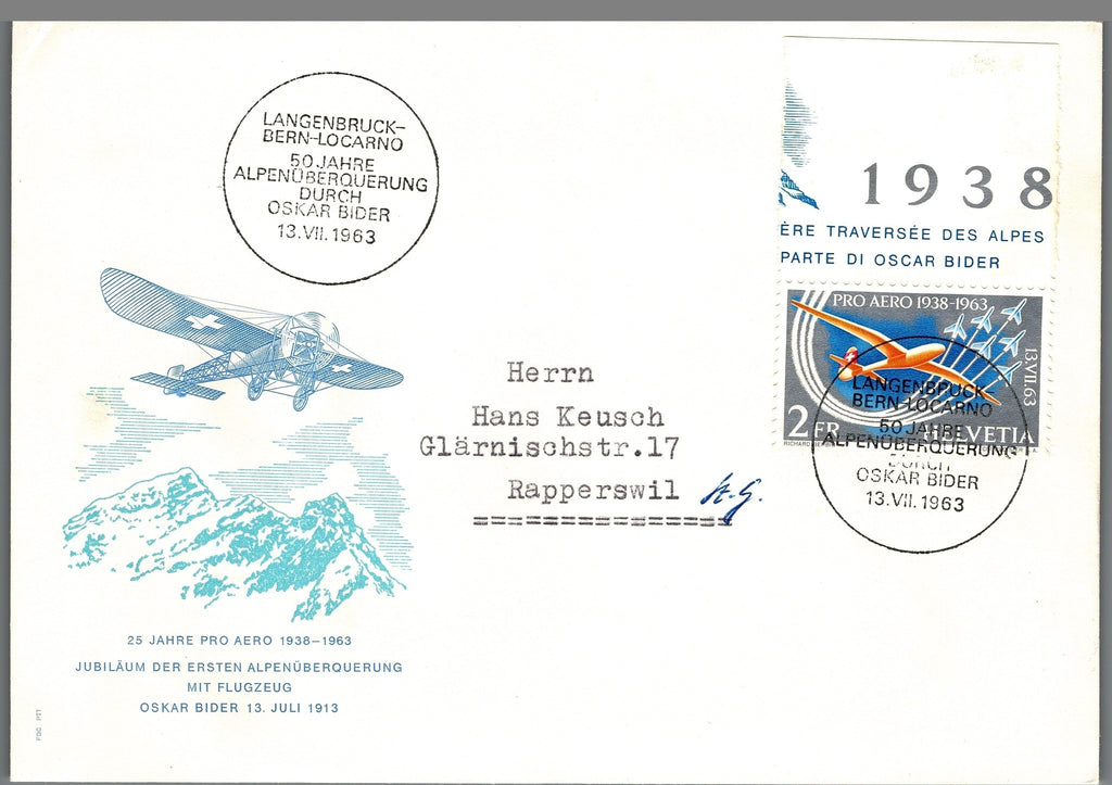 CH - Flugpost - Zst. Nr. F46 FDC Konvolut m.Rand + 4er Block