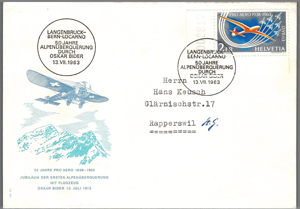 CH - Flugpost - Zst. Nr. F46 FDC Konvolut m.Rand