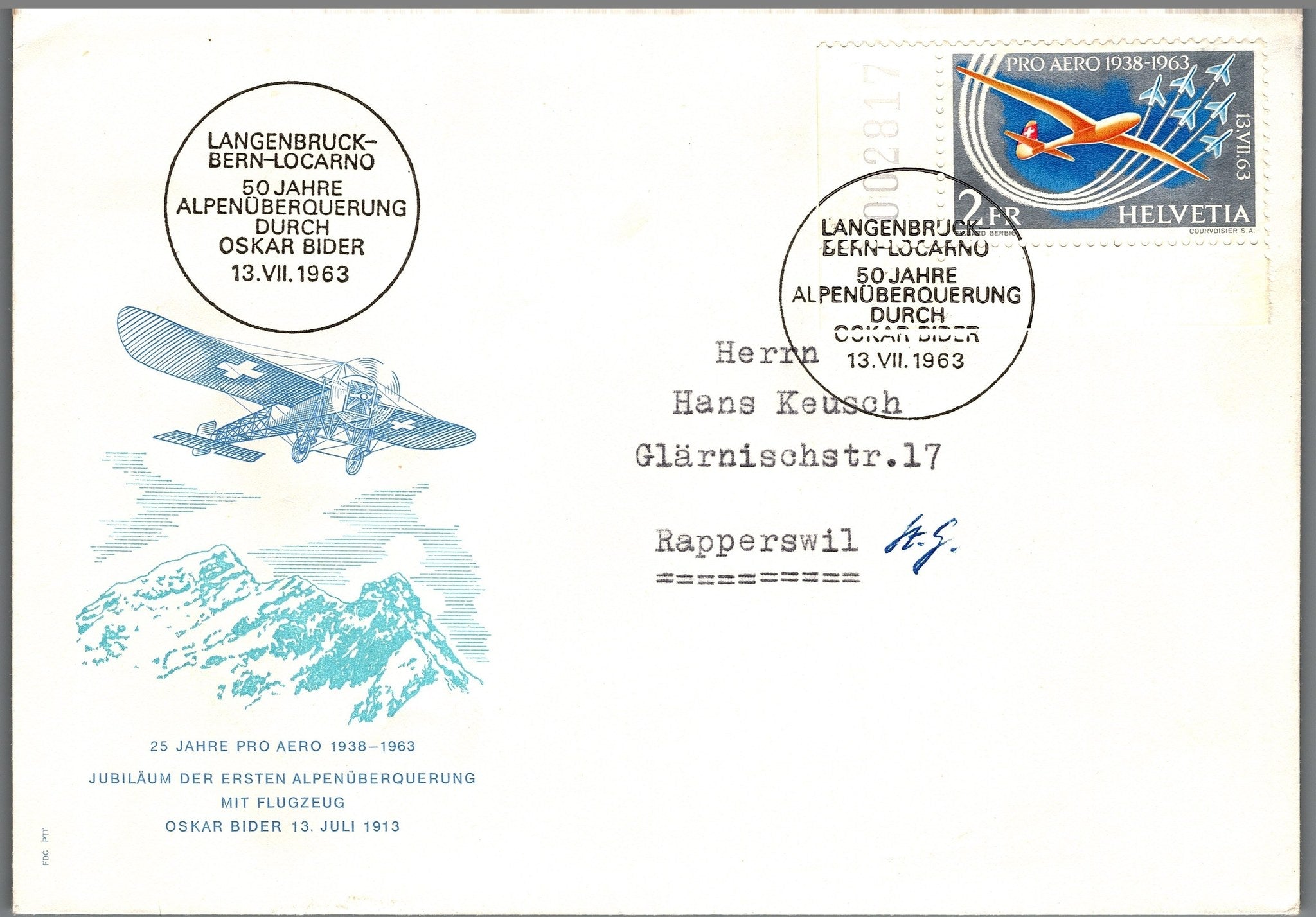 CH - Flugpost - Zst. Nr. F46 FDC Konvolut m.Rand