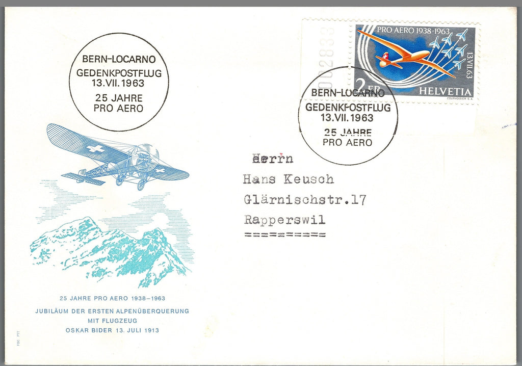 CH - Flugpost - Zst. Nr. F46 FDC Konvolut m.Rand