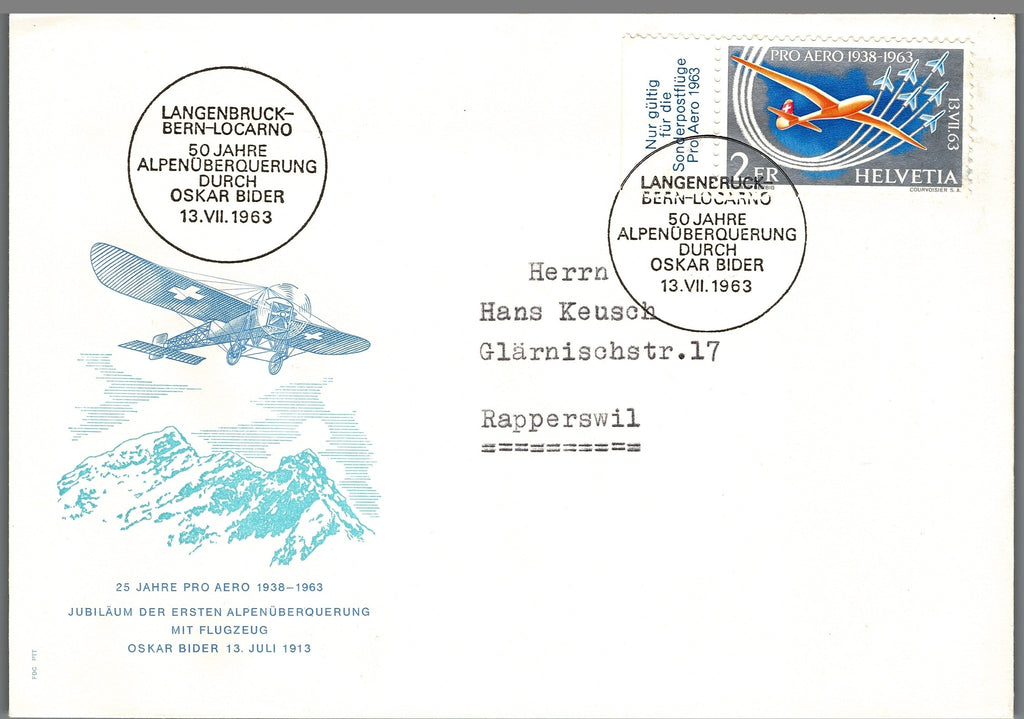 CH - Flugpost - Zst. Nr. F46 FDC Konvolut m.Rand