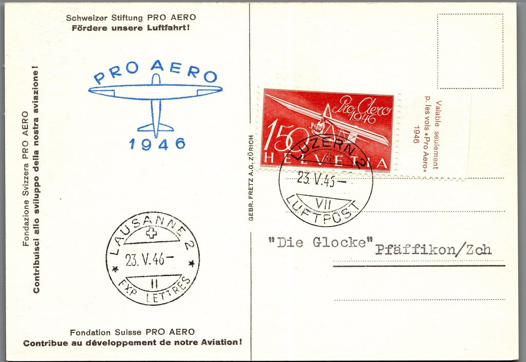 CH - Flugpost - Pro Aero AK's mit Zst. Nr. F41 - selten (2)
