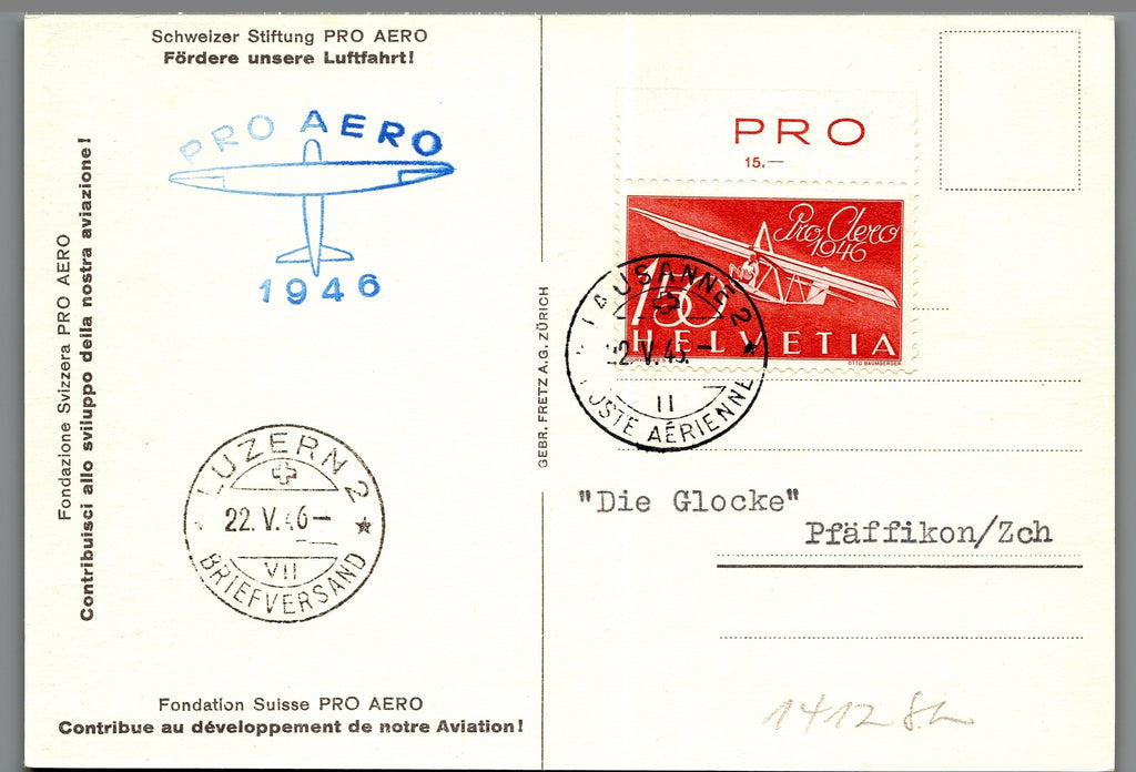 CH - Flugpost - Pro Aero AK's mit Zst. Nr. F41 - selten (3)
