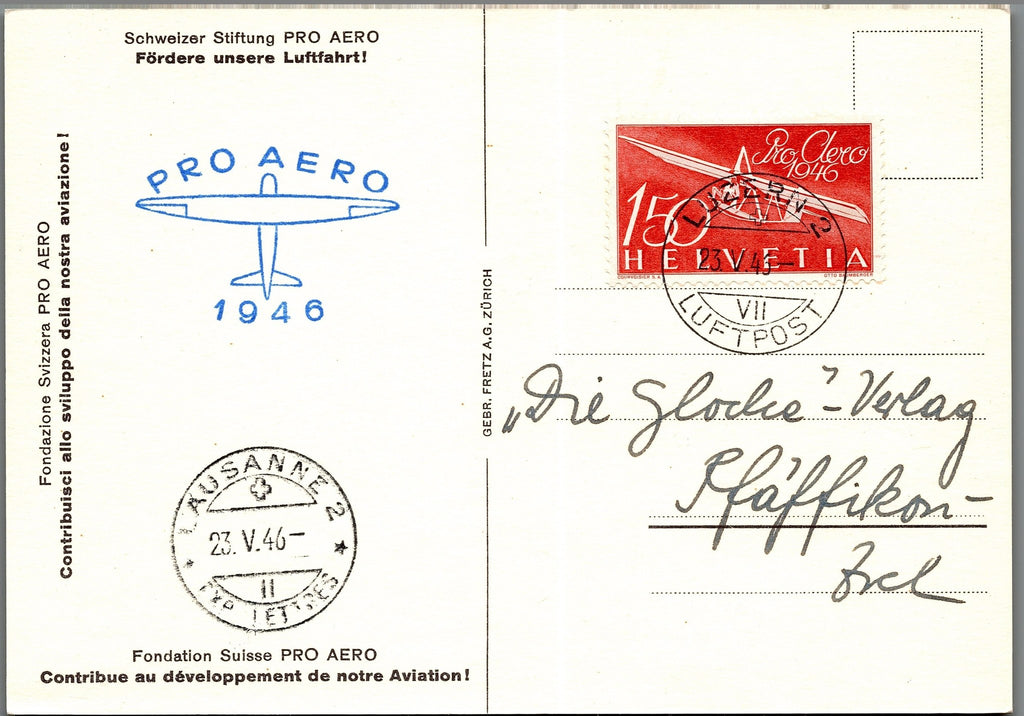 CH - Flugpost - Pro Aero AK's mit Zst. Nr. F41 - selten (3)
