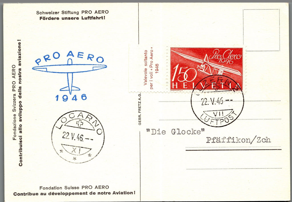 CH - Flugpost - Pro Aero AK's mit Zst. Nr. F41 - selten (4)