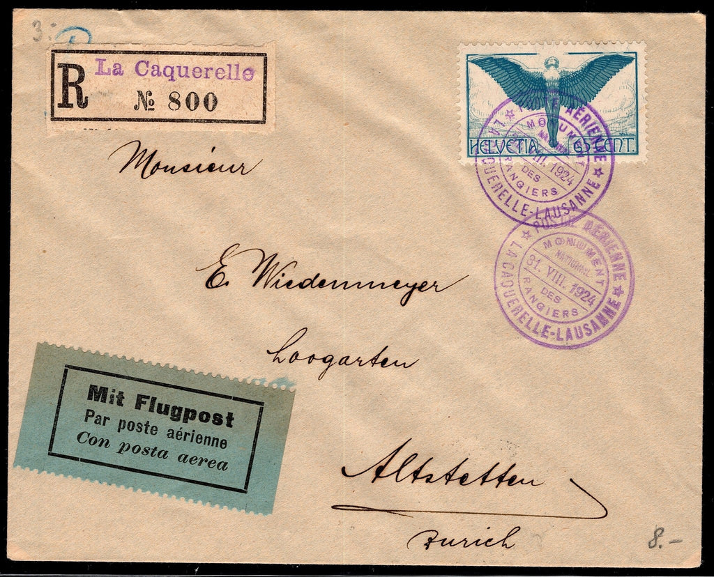 CH - Flugpost - Sonderflug - SF 24.6a nach Alstetten