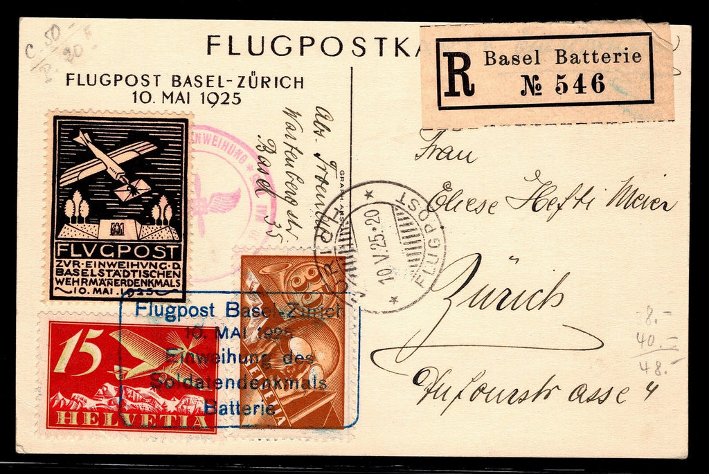 CH - Flugpost - Sonderflug - SF 25.2d - nach Zürich