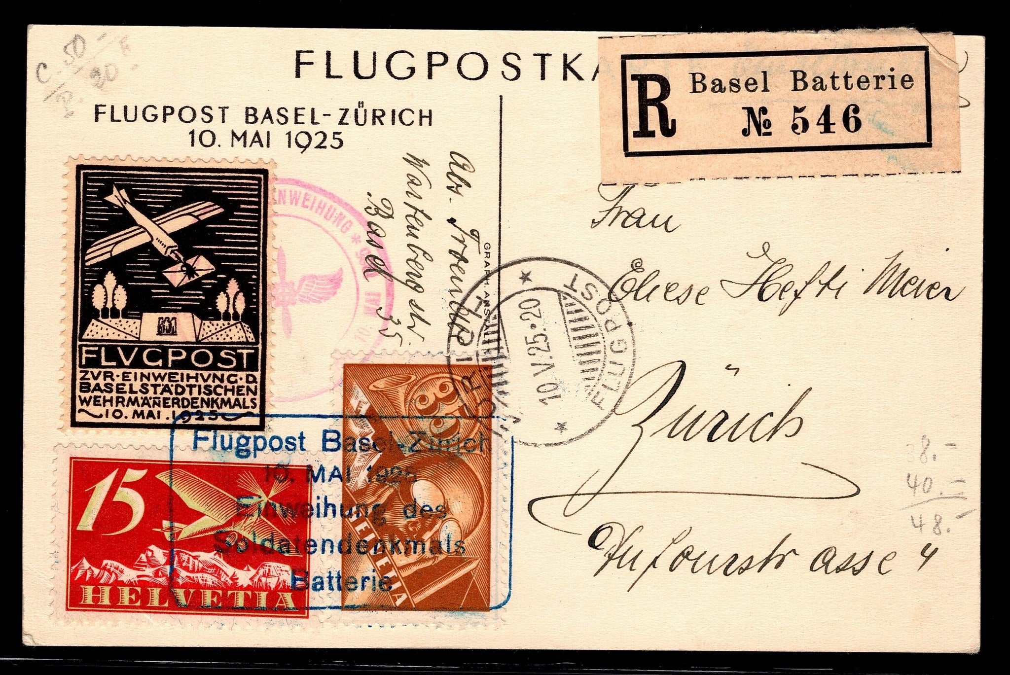 CH - Flugpost - Sonderflug - SF 25.2d - nach Zürich