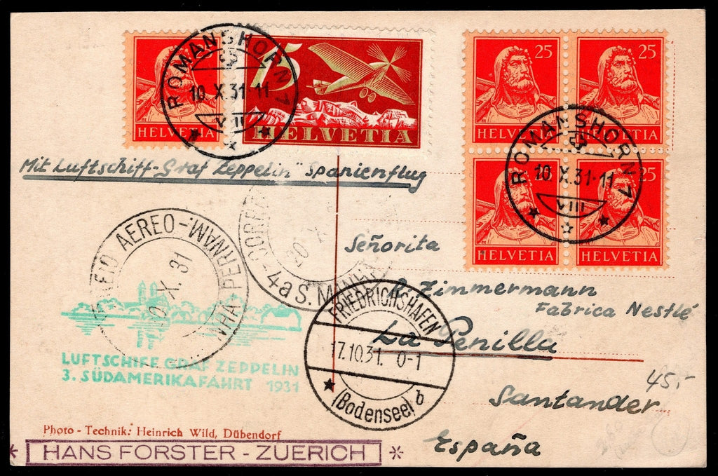 CH - Zeppelinpost - Spanienflug ab Friedrichshafen